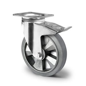 CASCOO Lenkrolle BAF2, mit Totalfeststeller, Rad-ø 160 mm x B 50 mm, Aluminium-Felge, Elastik-Lauffläche, grau, Doppelkugellager, bis 400 kg CASCOO Lenkrolle BAF2, mit Totalfeststeller, Rad-ø 160 mm x B 50 mm, Aluminium-Felge, Elastik-Lauffläche, grau, Doppelkugellager, bis 400 kg