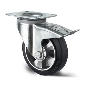 CASCOO Lenkrolle BAF4, mit Totalfeststeller, Rad-ø 125 mm x B 50 mm, Aluminium-Felge, Elastik-Lauffläche, schwarz, Doppelkugellager, bis 300 kg CASCOO Lenkrolle BAF4, mit Totalfeststeller, Rad-ø 125 mm x B 50 mm, Aluminium-Felge, Elastik-Lauffläche, schwarz, Doppelkugellager, bis 300 kg