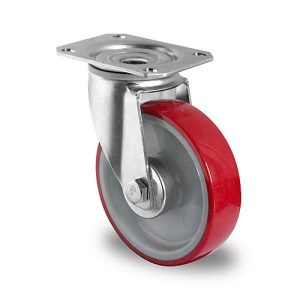CASCOO Lenkrolle N2U6, mit Rad-ø 125 mm x B 32 mm, Polyamid-Felge, Polyurethan-Lauffläche, rot, Rollenlager, bis 200 kg CASCOO Lenkrolle N2U6, mit Rad-ø 125 mm x B 32 mm, Polyamid-Felge, Polyurethan-Lauffläche, rot, Rollenlager, bis 200 kg