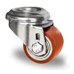 CASCOO Rückenlochlenkrolle SWU5, mit Rad-ø 35 mm x B 27 mm, Stahl-Felge, Polyurethan-Lauffläche, braun, Doppelkugellager, bis 100 kg CASCOO Rückenlochlenkrolle SWU5, mit Rad-ø 35 mm x B 27 mm, Stahl-Felge, Polyurethan-Lauffläche, braun, Doppelkugellager, bis 100 kg