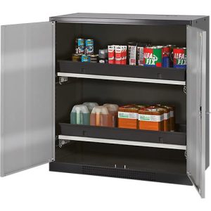 Chemikalienschrank Asecos CS-CLASSIC, Flügeltür, 2 Auszugswannen, 1055x520x1105 mm, silber Chemikalienschrank Asecos CS-CLASSIC, Flügeltür, 2 Auszugswannen, 1055x520x1105 mm, silber