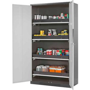 Chemikalienschrank Asecos CS-CLASSIC, Flügeltür, 4 Auszugswannen, 1055x520x1950 mm, lichtgrau Chemikalienschrank Asecos CS-CLASSIC, Flügeltür, 4 Auszugswannen, 1055x520x1950 mm, lichtgrau