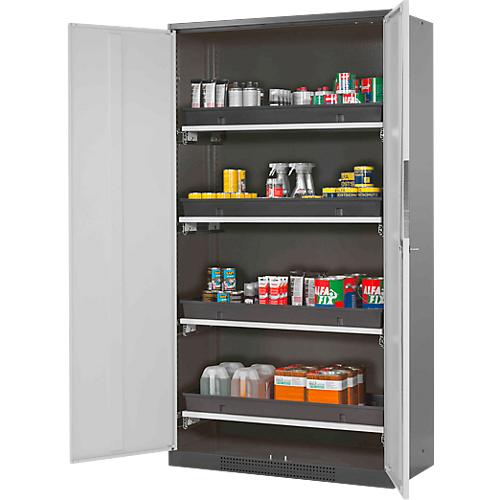 Chemikalienschrank Asecos CS-CLASSIC, Flügeltür, 4 Auszugswannen, 1055x520x1950 mm, lichtgrau