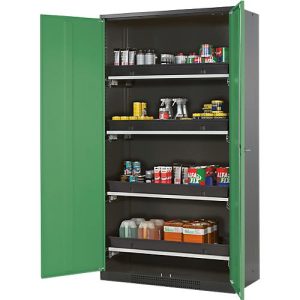 Chemikalienschrank Asecos CS-CLASSIC, Flügeltür, 4 Auszugswannen, 1055x520x1950 mm, resedagrün Chemikalienschrank Asecos CS-CLASSIC, Flügeltür, 4 Auszugswannen, 1055x520x1950 mm, resedagrün