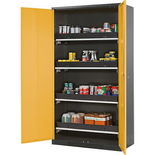 Chemikalienschrank Asecos CS-CLASSIC, Flügeltür, 4 Auszugswannen, 1055x520x1950 mm, sicherheitsgelb