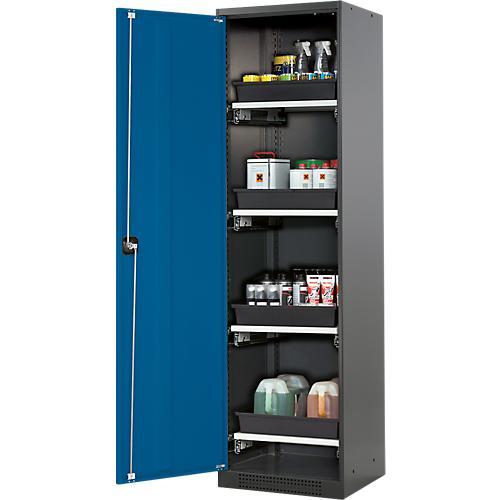 Chemikalienschrank Asecos CS-CLASSIC, Flügeltür, 4 Auszugswannen, 545x520x1950 mm, enzianblau