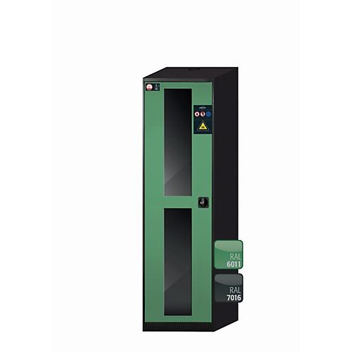 Chemikalienschrank asecos CS-CLASSIC-G, Flügeltür mit Glasausschnitt, Anschlag links, Front Resedagrün, B 545 x T 520 x H 1950 mm