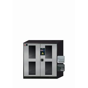 Chemikalienschrank asecos CS-CLASSIC-G, Flügeltüren mit Glasausschnitt, Front asecos Silber, B 1055 x T 520 x H 1105 mm Chemikalienschrank asecos CS-CLASSIC-G, Flügeltüren mit Glasausschnitt, Front asecos Silber, B 1055 x T 520 x H 1105 mm