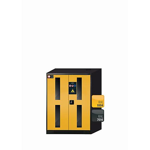 Chemikalienschrank asecos CS-CLASSIC-G, Flügeltüren mit Glasausschnitt, Front Sicherheitsgelb, B 810 x T 520 x H 1105 mm