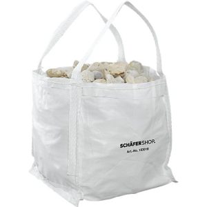 Containersack Schäfer Shop Genius Big Bag, oben offen, bis 100 kg, 2 Hebeschlaufen, 5 Stück, B 400 x T 400 x H 400 mm, weiß