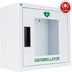 Defibrillator-& AED Wandkasten Medx5, für den Innenbereich, universell für alle Marken-Defibrillatoren, Drehverschluss, akustischer Alarm, mit Standortaufkleber, Metall, weiß Defibrillator-& AED Wandkasten Medx5, für den Innenbereich, universell für alle Marken-Defibrillatoren, Drehverschluss, akustischer Alarm, mit Standortaufkleber, Metall, weiß