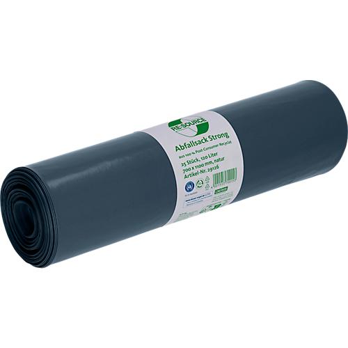 Deiss Abfallsäcke Strong, 100% PCR Recycling-LDPE, 120 Liter, besonders reißfest, B 700 x H 1100 mm, natur, 60 µm, 200 Stück