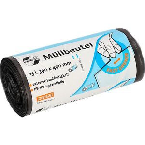 Deiss UNIVERSAL PLUS® Müllbeutel, aus HDPE, B 390 x H 490 mm, 15 Liter, grau, 50 Stück Deiss UNIVERSAL PLUS® Müllbeutel, aus HDPE, B 390 x H 490 mm, 15 Liter, grau, 50 Stück