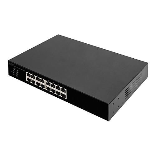 DIGITUS - Switch - unmanaged - 16 x 10/100/1000 - Desktop, an Rack montierbar