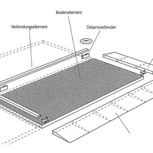 Distanzverbinder für asecos Bodenelemente mit Höhe 78 mm, Stahl verzinkt, B 25 x T 120 mm