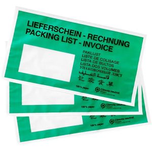 Dokumententasche Lieferschein/Rechnung, DIN lang, mit Fenster, schwarz auf grün, Pergamin-Papier, 250 Stck. Dokumententasche Lieferschein/Rechnung, DIN lang, mit Fenster, schwarz auf grün, Pergamin-Papier, 250 Stck.