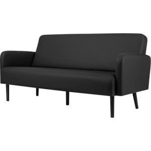 Dreisitzer Sofa easyChair® by Paperflow LISBOA, desinfektionsmittelbeständiger Kunstlederbezug schwarz, Fußgestell schwarz, B 1590 x T 550 x H 430 mm Dreisitzer Sofa easyChair® by Paperflow LISBOA, desinfektionsmittelbeständiger Kunstlederbezug schwarz, Fußgestell schwarz, B 1590 x T 550 x H 430 mm