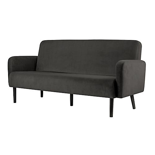 Dreisitzer Sofa easyChair® by Paperflow LISBOA, Samtbezug anthrazit, Fußgestell schwarz, B 1760 x T 815 x H 830 mm