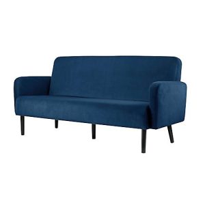 Dreisitzer Sofa easyChair® by Paperflow LISBOA, Samtbezug blau, Fußgestell schwarz, B 1590 x T 550 x H 430 mm Dreisitzer Sofa easyChair® by Paperflow LISBOA, Samtbezug blau, Fußgestell schwarz, B 1590 x T 550 x H 430 mm