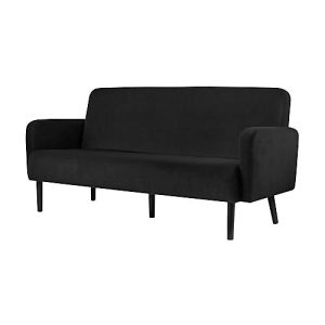 Dreisitzer Sofa easyChair® by Paperflow LISBOA, Samtbezug schwarz, Fußgestell schwarz, B 1590 x T 550 x H 430 mm Dreisitzer Sofa easyChair® by Paperflow LISBOA, Samtbezug schwarz, Fußgestell schwarz, B 1590 x T 550 x H 430 mm