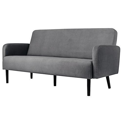 Dreisitzer Sofa easyChair® by Paperflow LISBOA, Stoffbezug grau, Fußgestell schwarz, B 1760 x T 815 x H 830 mm