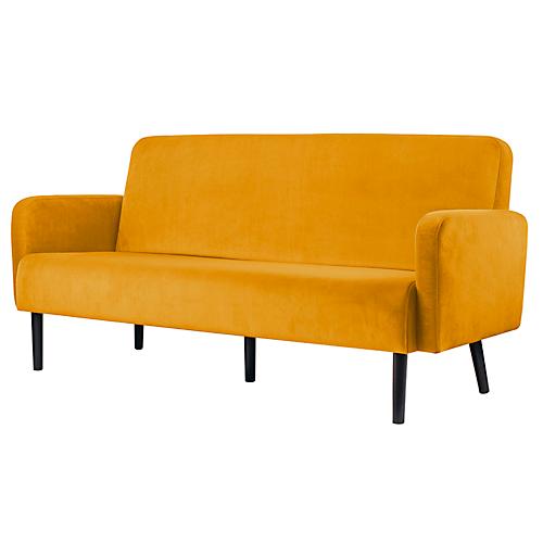 Dreisitzer Sofa easyChair® by Paperflow LISBOA, Stoffbezug safran, Fußgestell schwarz, B 1760 x T 815 x H 830 mm