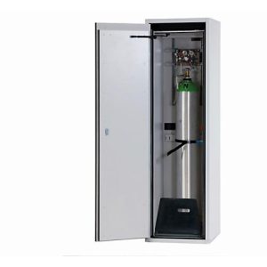 Druckgasflaschenschrank G-ULTIMATE-90 Standard, Flügeltür Anschlag links, 2x 10 l oder 1x 50 l Flaschen, B 598 x T 615 x H 2050 mm Druckgasflaschenschrank G-ULTIMATE-90 Standard, Flügeltür Anschlag links, 2x 10 l oder 1x 50 l Flaschen, B 598 x T 615 x H 2050 mm