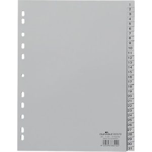 Durable Kunststoffregister, A4 hoch, Zahlen 1-31, grau Durable Kunststoffregister, A4 hoch, Zahlen 1-31, grau