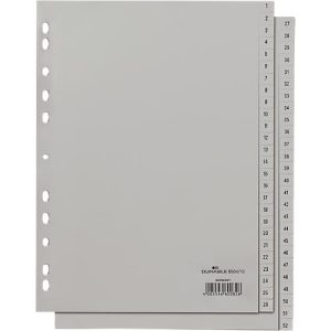 Durable Kunststoffregister, A4 hoch, Zahlen 1-52, grau Durable Kunststoffregister, A4 hoch, Zahlen 1-52, grau