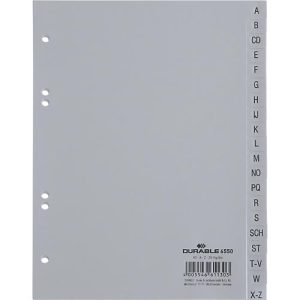 Durable Kunststoffregister, DIN A5 hoch, Buchstaben A-Z (20 Fächer), grau Durable Kunststoffregister, DIN A5 hoch, Buchstaben A-Z (20 Fächer), grau