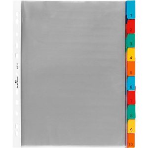 Durable PP-Hüllenregister überbreit, 10 Blätter, farbige Taben Durable PP-Hüllenregister überbreit, 10 Blätter, farbige Taben
