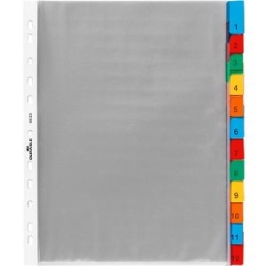 Durable PP-Hüllenregister überbreit, 12 Blätter, farbige Taben Durable PP-Hüllenregister überbreit, 12 Blätter, farbige Taben