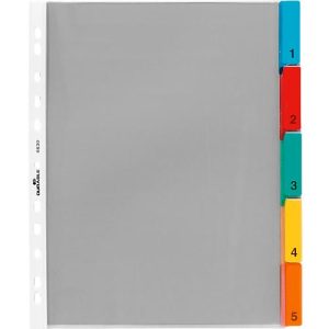 Durable PP-Hüllenregister überbreit, 5 Blätter, farbige Taben Durable PP-Hüllenregister überbreit, 5 Blätter, farbige Taben