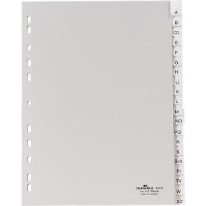 Durable PP-Register mit Wechseltaben, Buchstaben/Zahlen A-Z./1-20, grau Durable PP-Register mit Wechseltaben, Buchstaben/Zahlen A-Z./1-20, grau