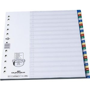 Durable PP-Register, Zahlen 1-31 Durable PP-Register, Zahlen 1-31