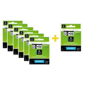 DYMO® Sparset Schriftbandkassetten 43613, 6 mm breit, weiß/schwarz, 6 + 1 GRATIS DYMO® Sparset Schriftbandkassetten 43613, 6 mm breit, weiß/schwarz, 6 + 1 GRATIS