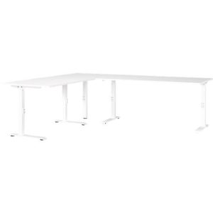 Eckschreibtisch Porto, mechanisch höheneinstellbar, C-Fuß, inkl. Ansatztisch mit Stützfuß, B 1200/1600 x T 2200 x H 680-910 mm, weiß/weiß Eckschreibtisch Porto, mechanisch höheneinstellbar, C-Fuß, inkl. Ansatztisch mit Stützfuß, B 1200/1600 x T 2200 x H 680-910 mm, weiß/weiß