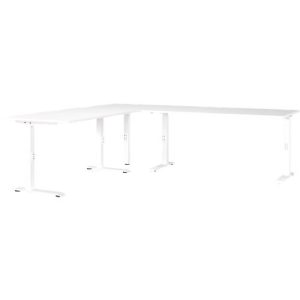 Eckschreibtisch Porto, mechanisch höheneinstellbar, C-Fuß, inkl. Ansatztisch mit Stützfuß, B 1200/1800 x T 2200 x H 680-910 mm, weiß/weiß Eckschreibtisch Porto, mechanisch höheneinstellbar, C-Fuß, inkl. Ansatztisch mit Stützfuß, B 1200/1800 x T 2200 x H 680-910 mm, weiß/weiß