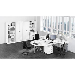 Eckschreibtisch ULM, li. od. rechts, B 2000 x T 1200 x H 650-850 mm, weiß Eckschreibtisch ULM, li. od. rechts, B 2000 x T 1200 x H 650-850 mm, weiß