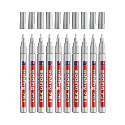 EDDING Lackmarker 751, 1-2 mm, silber, 10 Stück