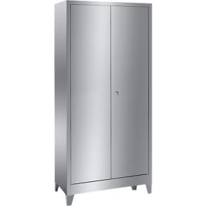 Edelstahl-Flügeltürenschrank, 2-türig, mit 4 Füßen, B 1000 x T 500 x H 1950 mm Edelstahl-Flügeltürenschrank, 2-türig, mit 4 Füßen, B 1000 x T 500 x H 1950 mm