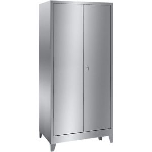 Edelstahl-Flügeltürenschrank, 2-türig, mit 4 Füßen, B 1000 x T 600 x H 1950 mm Edelstahl-Flügeltürenschrank, 2-türig, mit 4 Füßen, B 1000 x T 600 x H 1950 mm