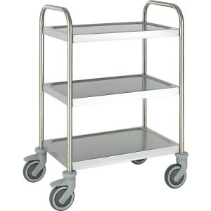 Edelstahlwagen, B 1045 x T 645 mm, Vollgummi, Radgehäuse Kunststoff Edelstahlwagen, B 1045 x T 645 mm, Vollgummi, Radgehäuse Kunststoff
