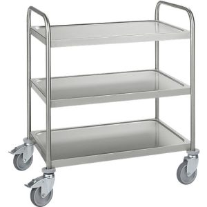 Edelstahlwagen, B 845 x T 545 mm, Vollgummi, Radgehäuse verzinkt Edelstahlwagen, B 845 x T 545 mm, Vollgummi, Radgehäuse verzinkt