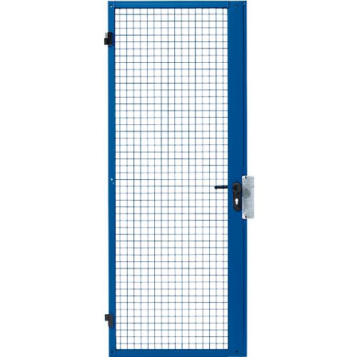 Einflügeltür, für Gittertrennsystem, Türanschlag rechts/links, B 1000 x H 2070 mm, mit Einsteckschloss, blau
