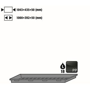 Einlegewanne für asecos Sicherheitsschränke der Q30, Q90 und S90 Serie, Polyethylen, schwarz, B 1043 x T 435 x H 50 mm, 18 l Einlegewanne für asecos Sicherheitsschränke der Q30, Q90 und S90 Serie, Polyethylen, schwarz, B 1043 x T 435 x H 50 mm, 18 l