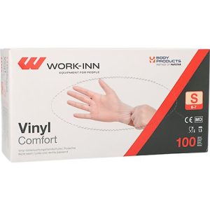 Einmalhandschuhe WORK-INN Comfort, Vinyl, puderfrei, latexfrei, transparent, Größe S, 100 Stück Einmalhandschuhe WORK-INN Comfort, Vinyl, puderfrei, latexfrei, transparent, Größe S, 100 Stück