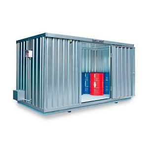 Einzel-Container Säbu SAFE TANK 1350, für aktive Lagerung, Volumen 1050 l, mit explosionsgeschütztem Lüfter, Auffangwanne & Gitterrost, B 4050 x T 2170 x H 2300 mm, silber Einzel-Container Säbu SAFE TANK 1350, für aktive Lagerung, Volumen 1050 l, mit explosionsgeschütztem Lüfter, Auffangwanne & Gitterrost, B 4050 x T 2170 x H 2300 mm, silber