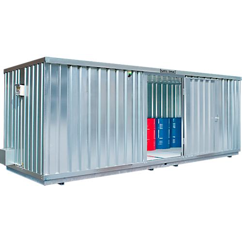 Einzel-Container Säbu SAFE TANK 1900, WGK 1-3, Volumen 2 x 1030 l, mit Auffangwanne & Gitterrost, B 5680 x T 2170 x H 2300 mm, silber