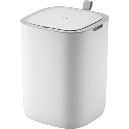 EKO Morandi Smart Sensor-Abfalleimer, Kunststoff, Touch-Bedienfeld, geruchsneutraler Dichtungsring, B 249 x T 249 x H 337 mm, 12 Liter, weiß